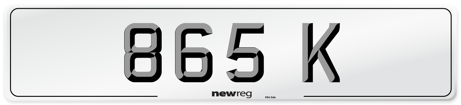 865 K Number Plate from New Reg